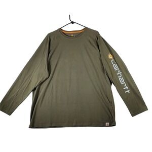 Carhartt Force Relaxed Fit Long Sleeve T Shirt Mens 2XL Olive Green Workwear